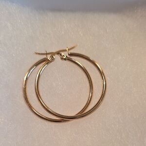 Elegant Gold Tone (Kind Of Rose Gold Tone) Hoop Earrings